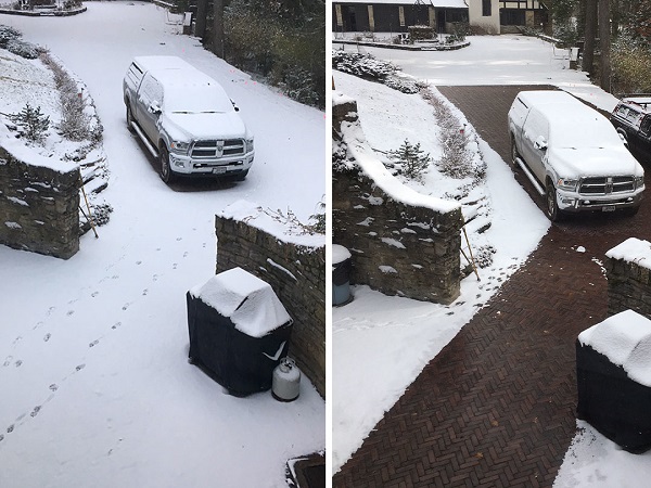 heated driveway with a snow melting system installed